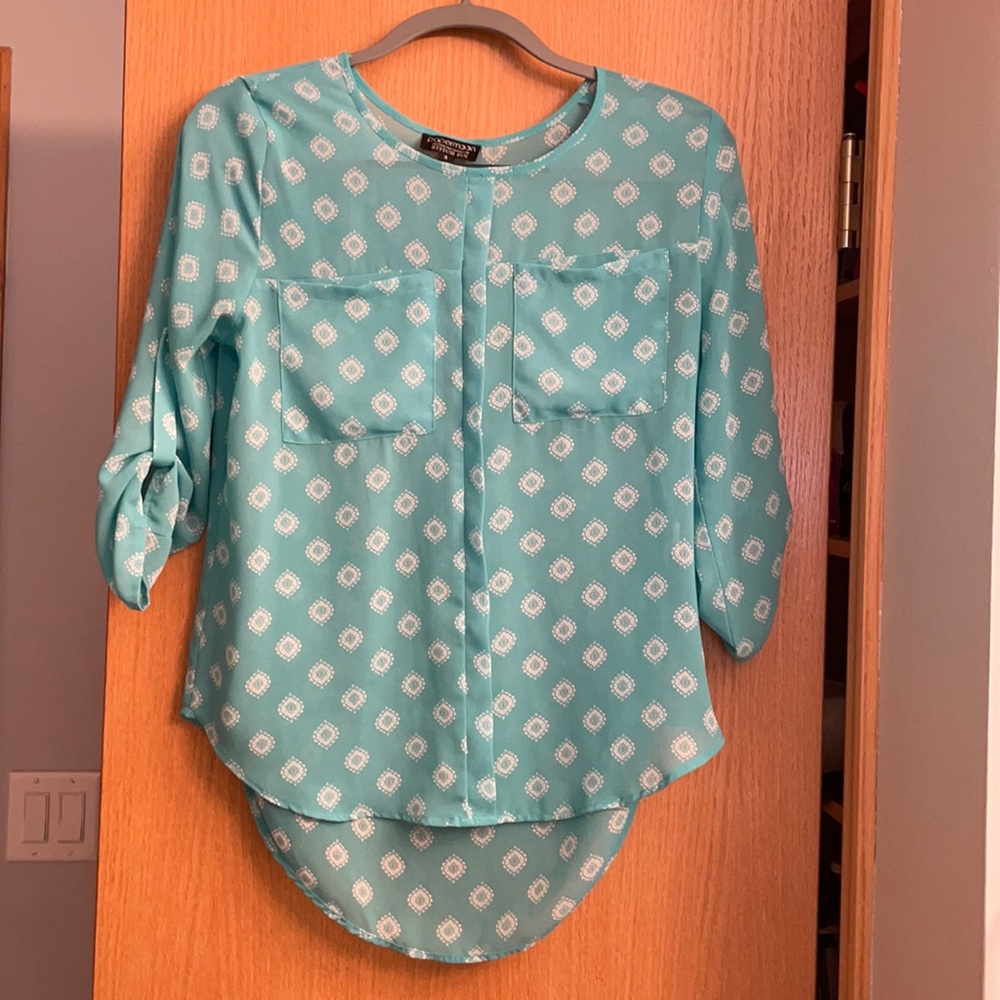 Teal Patterned Blouse